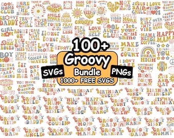 Paquete de Svg Groovy, Paquete de Svg y Png de Familia Mega Groovy, Svg Groovy One, Svg Groovy Dad, Svg Groovy Mama, Svg boho, Svg hippie, Svg Wavy Retro