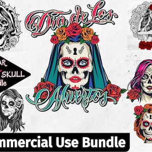 Sugar Skull SVG Bundle, Mexican Skull SVG, Girl Sugar Skull png, Day of the dead svg, dia de muertos svg cricut, Candy Skull svg, Halloween