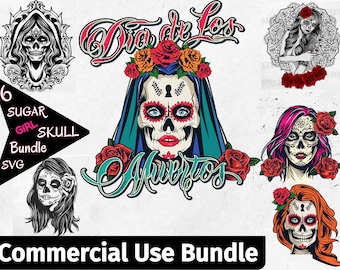 Girl Sugar Skull Svg Png Day of the dead svg Dia de muertos svg files for cricut, Mexican Skull SVG, Colorful Sugar Skull SVG, Halloween svg