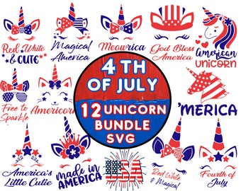 4th of July Unicorn Svg Bundle, Fourth Of July Unicorn Svg Png, Independence Day Svg, Patriotic Svg, America Svg, USA Svg, Patriotic Unicorn