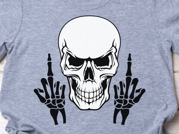 Halloween Middle Finger Skeleton Hand Skull Gifts Shirt, Scary Skull