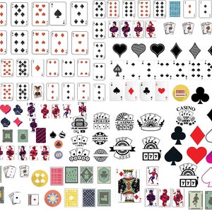 Baralho de cartas de baralho completo svg png bundle, cartas de pôquer svg, baralho Arquivo de corte Silhueta Ás Espadas Paus Copas Ouros Rei Rainha Valete Coringa