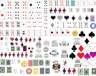 Full Playing Cards Deck svg png bundle, poker cards svg, deck Cut File Silhouette Ace Spades Clubs Hearts Diamonds King Queen Jack Joker