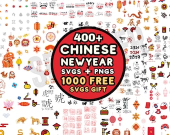 Chinese New Year SVG Bundle, Lunar Happy New Year 2024 SVG Bundle, Dragon Happy New Year 2024 svg png, New Year quotes svg file