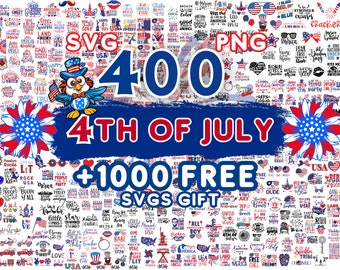 400+ 4th of July Patriotic SVG & PNG Bundle (Digital Download)