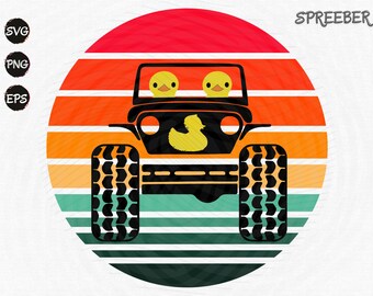 Retro Duck Off Road SVG, 4x4 Car Decal (Digital Files)