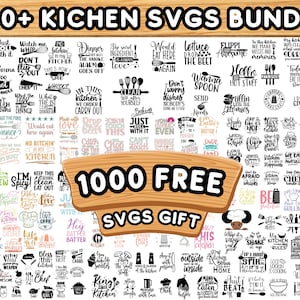 Kitchen SVG Design Bundle, Quotes, Monograms (200+ Files) (PNG, SVG)