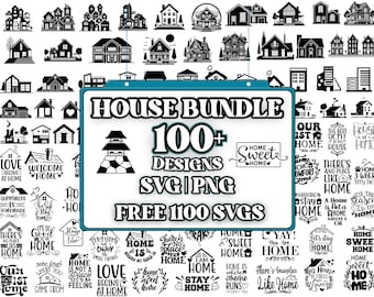 Paquete de SVG de casa, casa con techo y contorno de casa, SVG de casa floral, SVG de casa pequeña, vector de casa, archivo de corte Cricut, imágenes prediseñadas de SVG con citas de casas