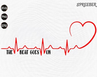 ECG de latidos del corazón SVG, Clipart "El latido continúa" (Descarga digital)