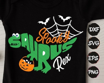Alphabet Spookysaurus SVG, Halloween Dinosaur Pumpkin T-Rex (Digital Files)