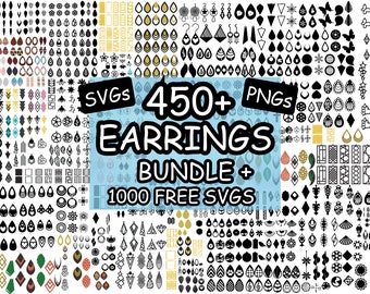 Paquete de más de 450 archivos SVG y PNG para aretes, con cortes geométricos y de cuero sintético.