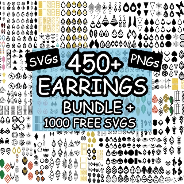 Mega Earrings Jewelry Svg, Leather Earring Svg Bundle, Earrings Svg, Earrings png, Geometric Earring Cut Files, Faux Leather Earring Svg png