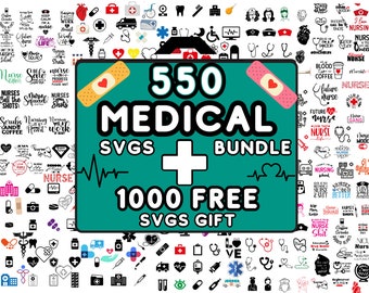 Paquete SVG de enfermeras, diseños médicos (descarga digital)