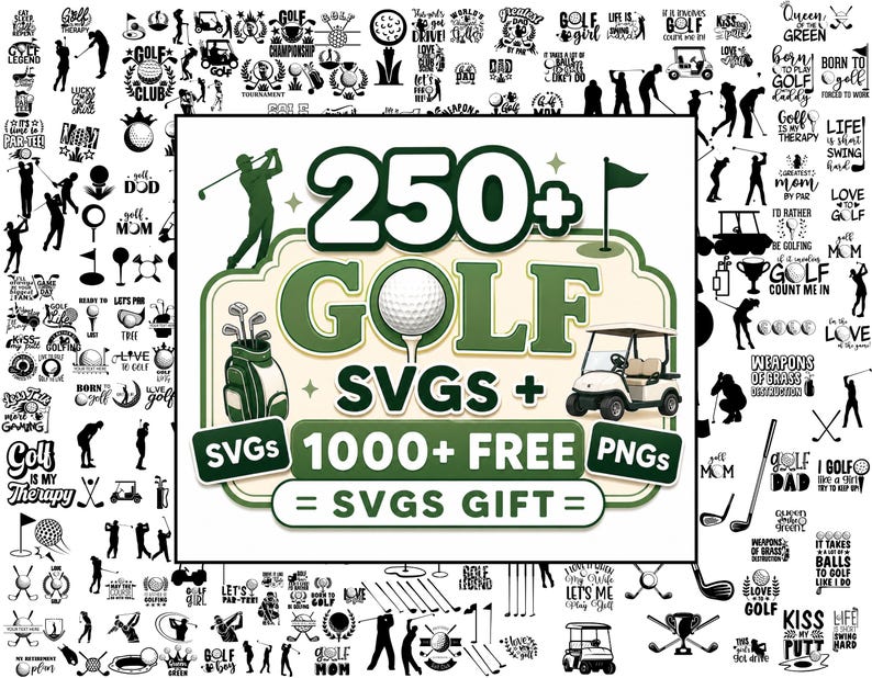 Golf SVG Bundle, Golfer Clipart, Golf Cart, Golf Quotes Svg, Golf Split Monogram Svg, Golf Name Frame, Golf Club Digital Files, Golf Png Jpg image 1