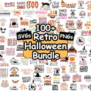 Paquete de SVG de Halloween retro, clipart de Halloween, SVG fantasma espeluznante PNG, SVG hippie, SVG retro, SVG de camiseta de Halloween, diseños de sublimación de calabaza