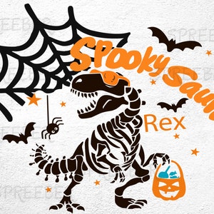 Spookysaurus svg, dinossauro svg, família de dinossauros svg, Halloween Svg, arquivo de design de camisa de dinossauro abóbora Svg, engraçado T-Rex svg abóbora Svg, png