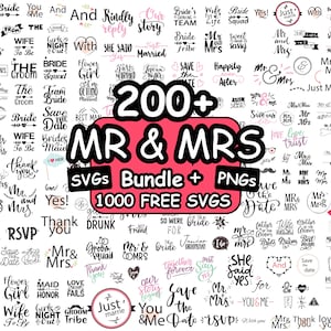 Sr. y Sra. Paquete SVG, Sr. y Sra. Png, Paquete de boda 2024 Svg, Esposa Esposo Svg Archivo de corte de boda Boda Cricut Clipart, Matrimonio Svg Novio