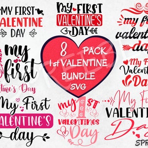 My first valentines day svg bundle, Valentines day svg cricut files, Valentine shirt designs Couple svg, Valentine heart Svg Png sublimation