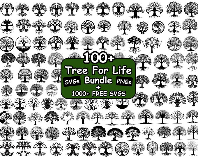 12 Tree of Life Svg Vector Clipart Bundle, Transparent Background ...