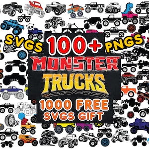 Paquete SVG de Monster Truck, Monster Truck PNG, Semirremolque SVG, Tractor SVG, Clipart de Monster Truck, Llamas de fuego de Monster Truck, Vehículo extremo