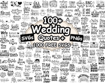 Paquete de frases de boda en SVG, Sr. y Sra. en SVG, clipart de boda, diseños de letreros de boda en SVG, novia en SVG, novio en SVG, recién casados en SVG para Cricut