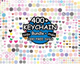 Paquete de llaveros SVG, patrón de llavero SVG, llavero SVG, pinceladas SVG, llavero redondo SVG, archivo de corte de llavero, descarga digital