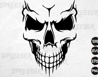Crânio de terror de Halloween SVG, PNG, arquivos de silhueta Cricut (download digital)