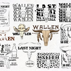 Wallen Bundle Bundle Svg, Png, Wallen Png, Western Cowboy Png, Cowboy Wallen Png, rétro Western Bull Skull Png, musique country, Wallen Bull svg