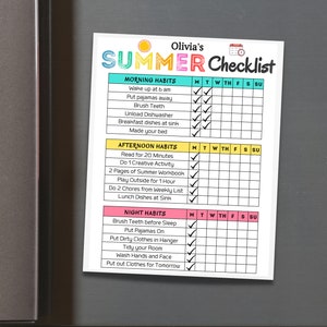 Summer Checklist, Editable Summer Daily Checklist for Kids, Printable ...