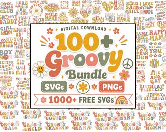 Groovy Svg, Bundle, Mega Groovy Family Svg Png Bundle, Groovy One svg, Groovy Dad svg, Groovy mama svg, boho svg, hippie svg, Wavy Retro svg
