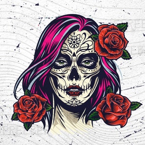 Crânio mexicano svg, Girl Sugar Skull png, Dia dos mortos svg, arquivos svg dia de los muertos para cricut, Sugar Skull Girl SVG, Skull Woman svg