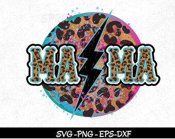 Mama Lightning Bolt Leopard Cheetah Print Png Sublimation Design, Rock Mama png, Leopard Mama Brush, Leopard Brush svg, Leopard Pattern Svg