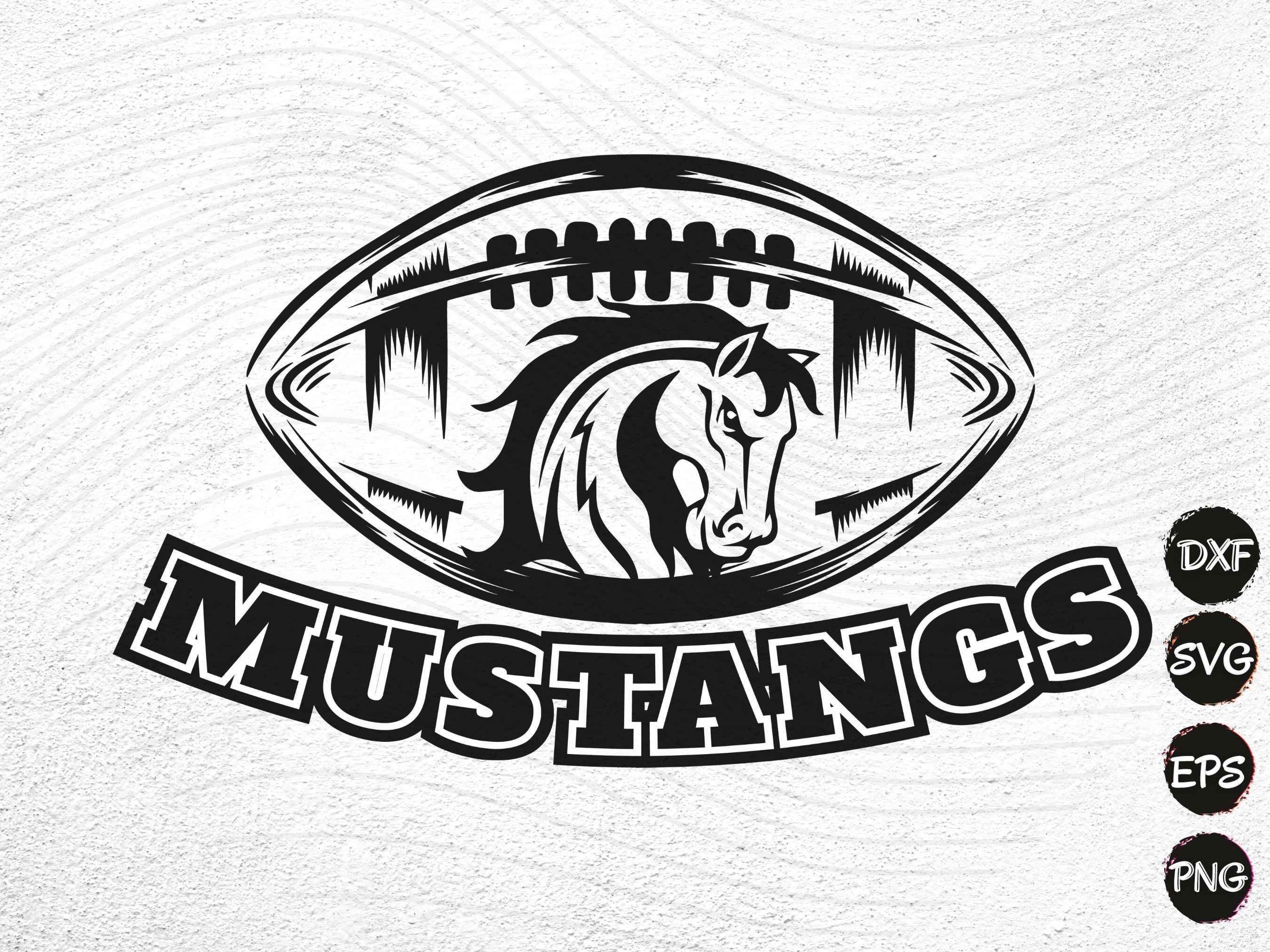Black Mustang Football Logo