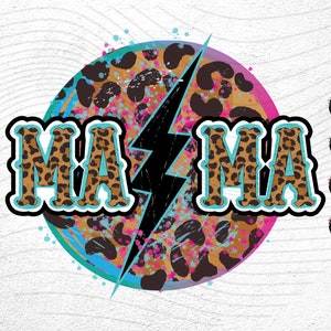 Mama Lightning Bolt Leopard Cheetah Print Png Sublimation Design, Rock ...