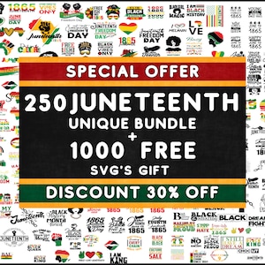 Mega Juneteenth SVG Bundle, Juneteenth Png, 1865 Juneteenth SVG, Free-ish, Black History SVG, Afro SVG, Juneteenth ist mein Unabhängigkeitstag