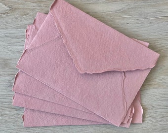 DUSTY ROSE 4Bar A1 Cotton Envelopes RSVP Envelopes Deckled Edge Envelopes Deckle Envelopes Torn Envelopes Cotton Rag Letter Writing Paper