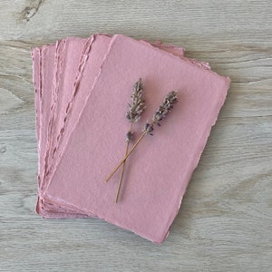 4.25x6&quot; DUSTY ROSE 150 gsm Handmade Deckle Edge Cotton  Paper Torn Edge RSVP Details Card Deckled Edge Paper Stationery Wedding Invitations