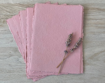 5x7" DUSTY ROSE 150gsm Handmade Deckled Edge Cotton Rag Paper for Wedding or Calligraphy Stationery