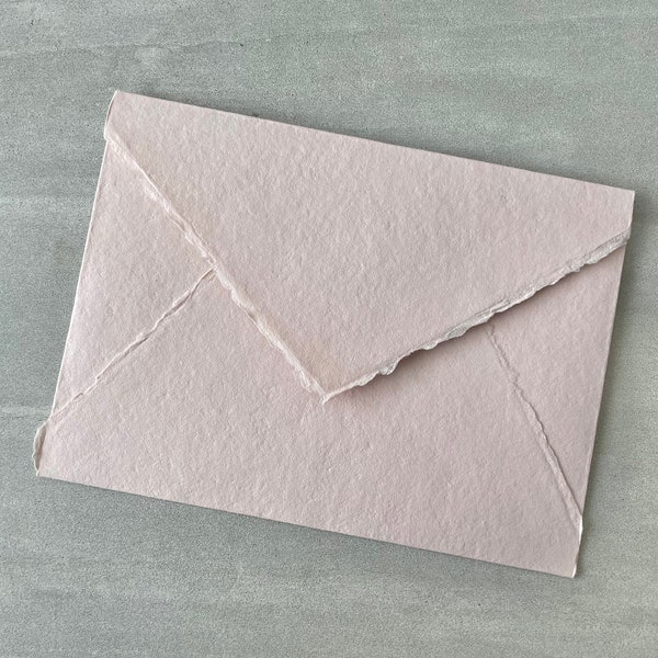 A7 BLUSH pink Cotton Envelopes A7 Cotton Envelope Deckle Edge Paper Deckled Edge Paper Cotton  Envelopes Handmade Paper Wedding Invitations