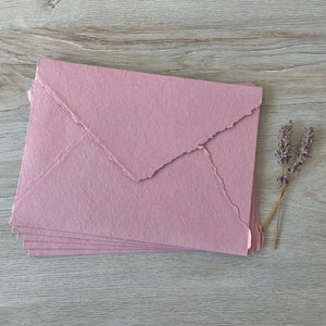 A7 DUSTY ROSE pink Cotton Envelopes A7 Cotton Envelope Deckle Edge Paper Deckled Edge Paper Cotton Envelopes Handmade Wedding Invitations