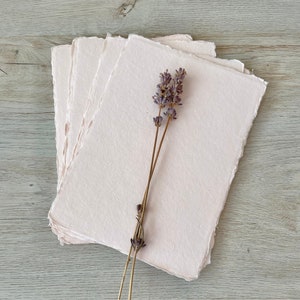 5x7" BLUSH pink 150gsm Handmade Deckled Edge Cotton Rag Paper Deckle Edge Paper Pink Cotton Paper Stationery Wedding Paper Calligraphy Paper