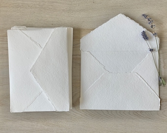 WHITE A6 Cotton Handmade Envelopes A6 Cotton Rag Paper Envelopes Deckled Edge Deckle Edge Paper Handmade Paper Wedding Invitation Envelopes