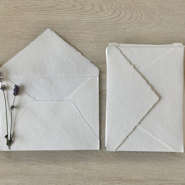 SAMPLE Cotton Envelopes Handmade Deckled Edge Torn Edge Paper Deckle Edge Paper Wedding Suite Invitations RSVP Stationery Stationary