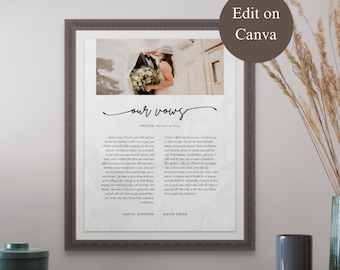 Personalized Vow Keepsake Print, Custom His & Her Gift, Modern Christian Wedding Anniversary, Valentines Day, Editable Canva Template