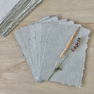 5x7" GRAY 150gsm Handmade Deckled Edge Cotton Rag Paper Deckle Edge Paper Grey Cotton Paper Stationery Wedding Paper Calligraphy Paper