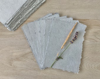 5x7" GRAY 150gsm Handmade Deckled Edge Cotton Rag Paper Deckle Edge Paper Grey Cotton Paper Stationery Wedding Paper Calligraphy Paper