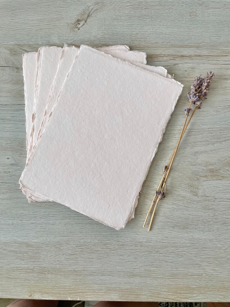 5x7 BLUSH Pink 150gsm Handmade Deckled Edge Cotton Rag - Etsy