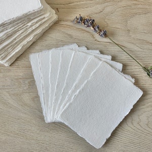 2.5x3.5&quot; WHITE 150 gsm Wedding Escort Cards Place Cards Business Cards Table Numbers Handmade Cotton Paper Torn Edge Deckled Edge Paper