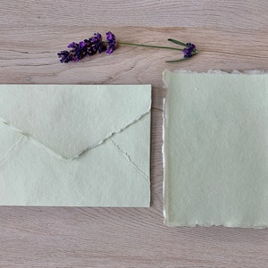 SAGE GREEN A6 Cotton Handmade Envelopes A6 Cotton Rag Paper Envelopes Deckled Edge Deckle Edge Paper Handmade  Wedding Invitation Envelopes