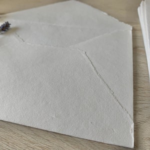 A7 IVORY Cotton Envelopes A7 Cotton Envelope Deckle Edge Paper Deckled Edge Paper Cotton Paper Envelopes Handmade Paper Wedding Invitations image 9